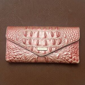 Brahmin Rose Embossed Leather Clutch